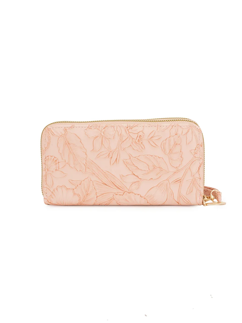 جلو باص Globus Women Pink Vegan Leather Floral Printed Two Compartments Wallet With Zip Coin Pocket